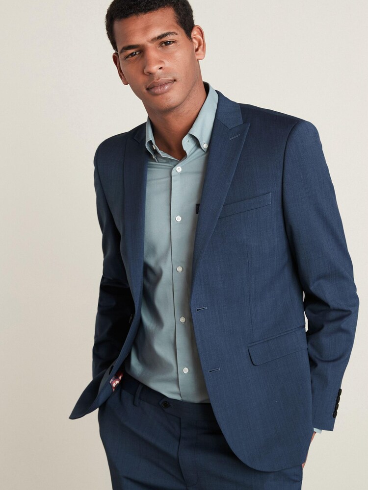 Blue Slim Motion Flex Stretch Wool Suit Jacket - Image 1 of 6