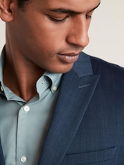 Blue Slim Motion Flex Stretch Wool Suit Jacket - Image 4 of 6