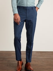 Blue Slim Fit Motion Flex Stretch Wool Blend Suit: Trousers - Image 1 of 7