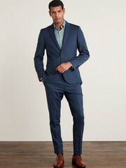 Blue Slim Fit Motion Flex Stretch Wool Blend Suit: Trousers - Image 2 of 7