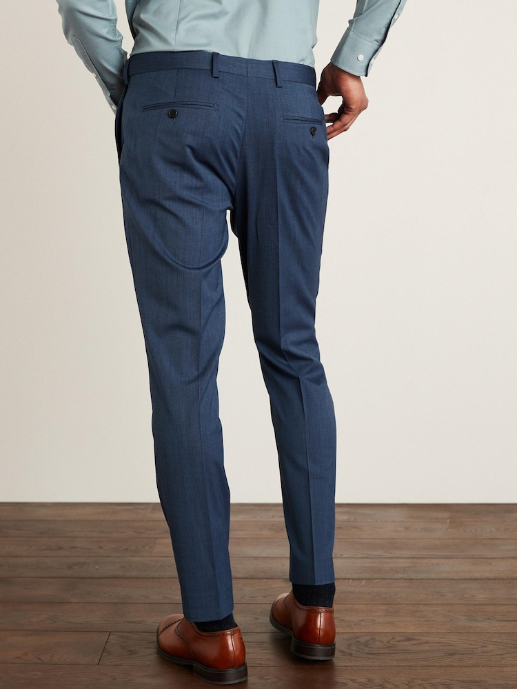 Blue Slim Fit Motion Flex Stretch Wool Blend Suit: Trousers - Image 3 of 7