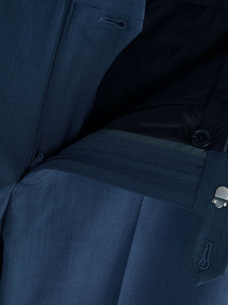 Blue Slim Fit Motion Flex Stretch Wool Blend Suit: Trousers - Image 7 of 7