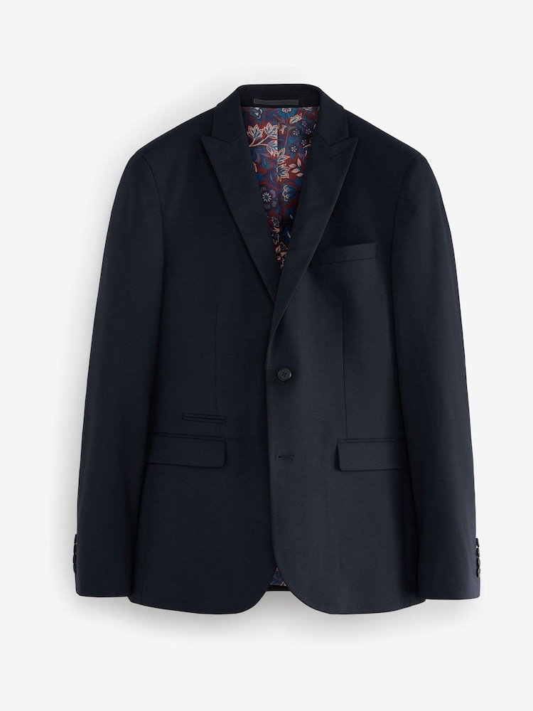 Navy Blue Slim Motion Flex Stretch Wool Suit Jacket - Image 1 of 5