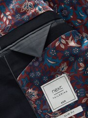 Navy Blue Slim Motion Flex Stretch Wool Suit Jacket - Image 4 of 5