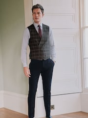 Navy Blue Slim Fit Motion Flex Stretch Wool Blend Suit: Trousers - Image 4 of 8