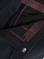 Navy Blue Slim Fit Motion Flex Stretch Wool Blend Suit: Trousers - Image 7 of 8