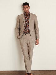 Taupe Brown Slim Motion Flex Stretch Wool Suit Jacket - Image 3 of 11