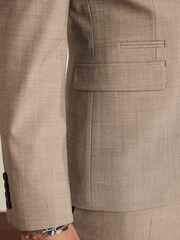 Taupe Brown Slim Motion Flex Stretch Wool Suit Jacket - Image 6 of 11