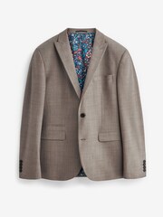 Taupe Brown Slim Motion Flex Stretch Wool Suit Jacket - Image 7 of 11