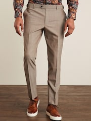 Taupe Slim Fit Motion Flex Stretch Wool Blend Suit: Trousers - Image 1 of 8