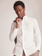 Taupe Slim Fit Motion Flex Stretch Wool Blend Suit: Trousers - Image 5 of 8