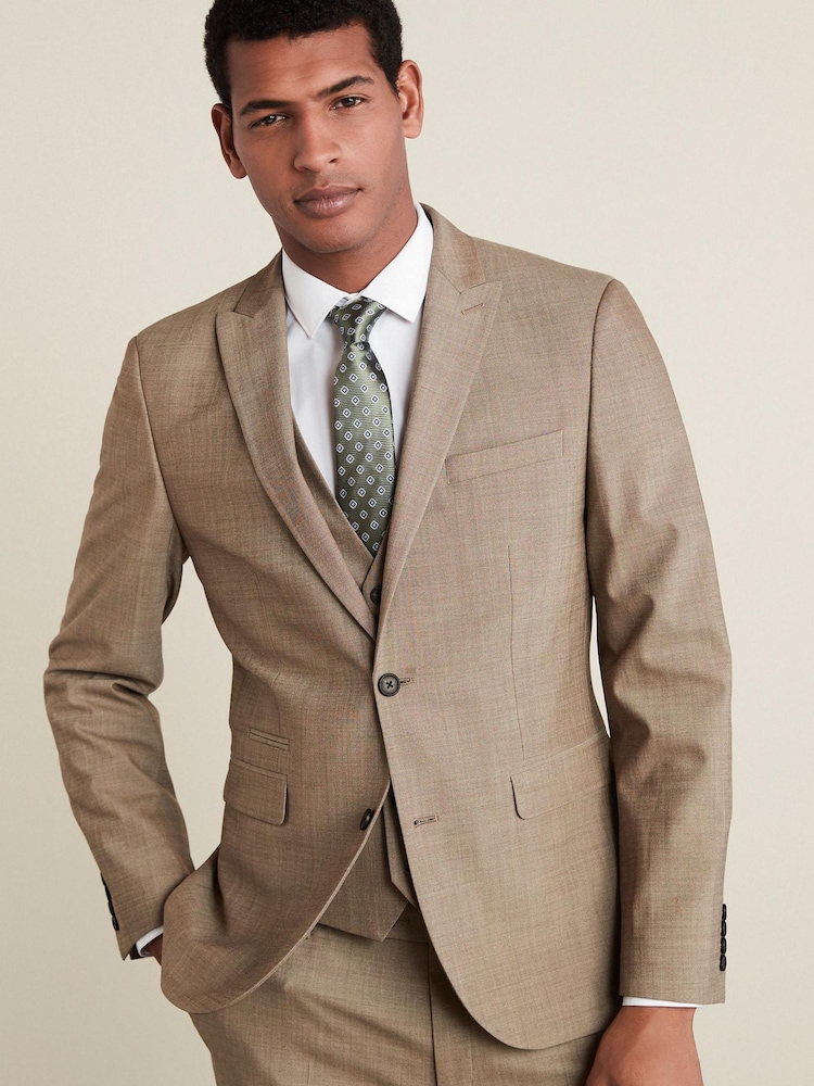 Taupe - Tailored Fit - Anzug aus Wolle mit Motion Flex-Stretchanteil: Jacke - Bild 1 von 1