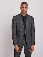 Grey Check Slim Fit Suit Jacket - Image 1 of 13