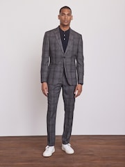 Grey Check Slim Fit Suit Jacket - Image 2 of 13