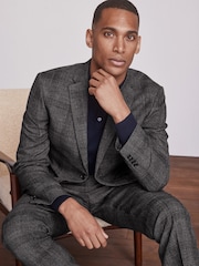 Grey Check Slim Fit Suit Jacket - Image 3 of 13