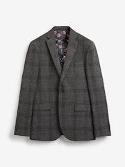 Grey Check Slim Fit Suit Jacket - Image 7 of 13