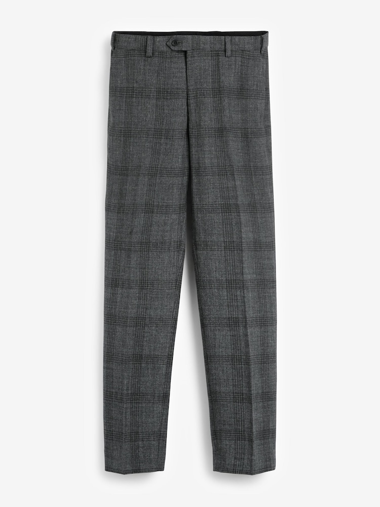 Dark Grey Check Slim Fit Suit: Trousers - Image 1 of 3