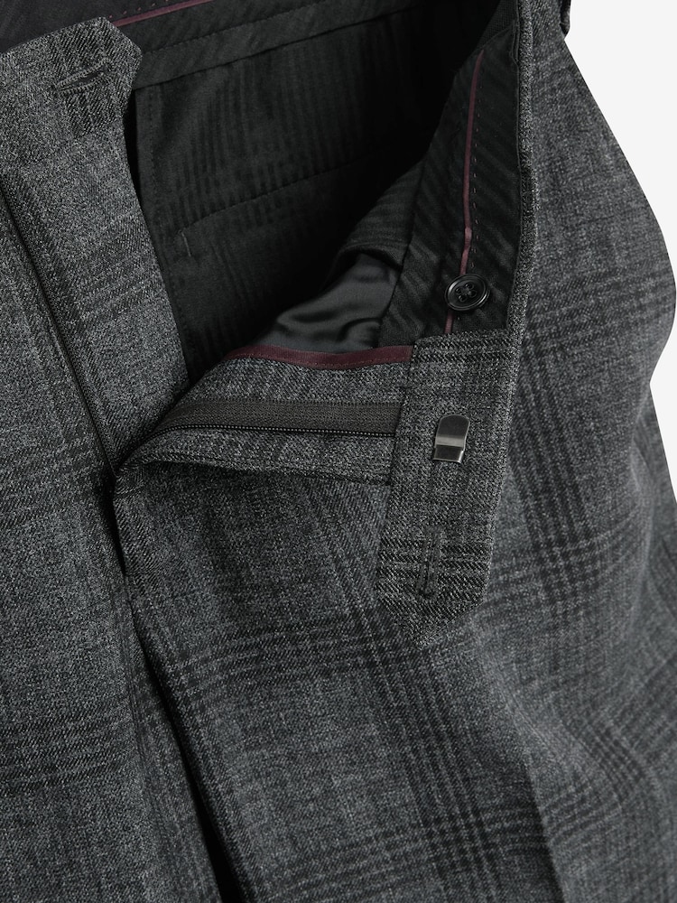 Dark Grey Check Slim Fit Suit: Trousers - Image 2 of 3