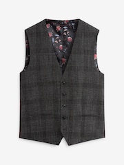 Charcoal Grey Check Suit Waistcoat - Image 1 of 4