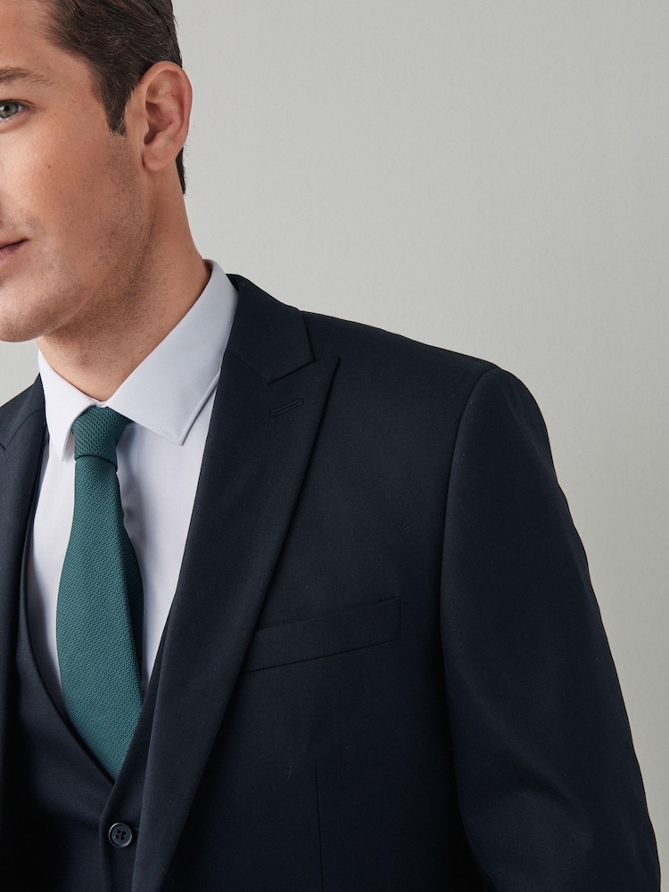 Black Tailored Motion Flex Stretch Wool Suit Jacket - Image 3 of 9