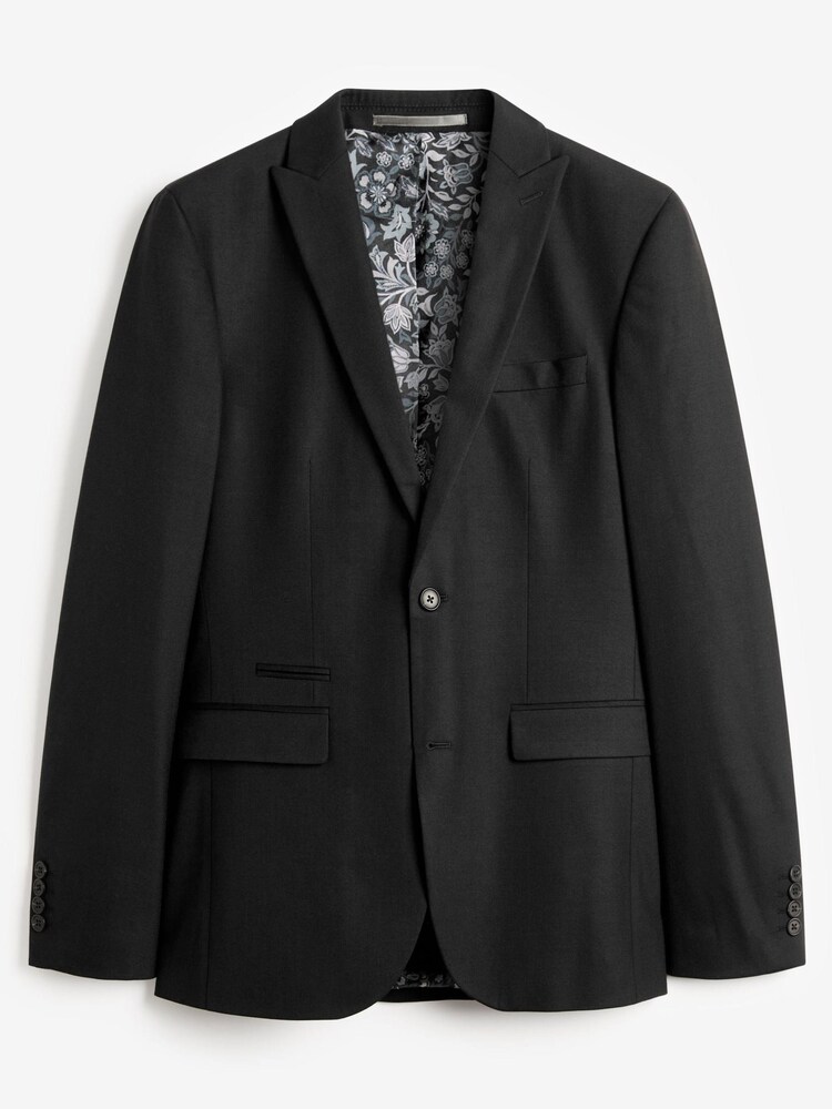 Black Tailored Motion Flex Stretch Wool Suit Jacket - Image 5 of 9