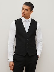 Black Regular Fit Motionflex Stretch Waistcoat - Image 1 of 8