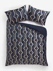 Navy Geo Jacquard Duvet Cover and Pillowcase Set - Image 1 of 5