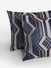 Navy Geo Jacquard Duvet Cover and Pillowcase Set - Image 2 of 5