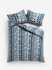 Blue Geo 100% Cotton Printed Duvet Cover and Pillowcase Set - Image 2 of 4