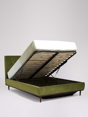 Swoon Opulent Velvet Olive Green Klee Upholstered End Lift Ottoman Storage Bed Frame - Image 2 of 7