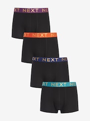 Black Rich Colour Waistband 4 pack Hipster Boxers - Image 1 of 5
