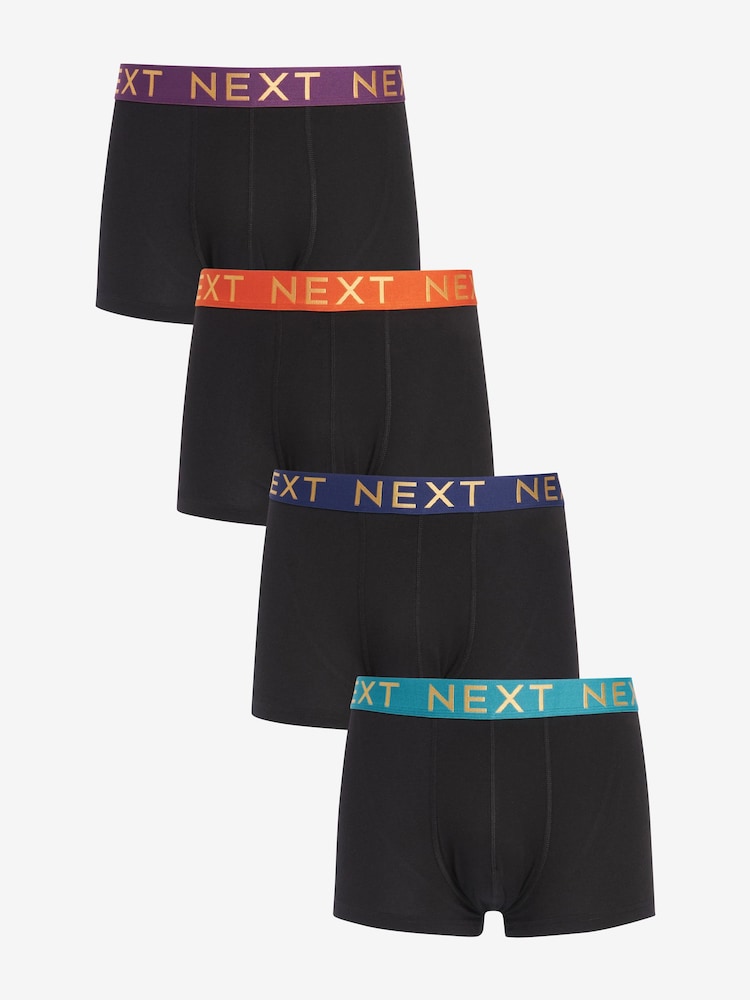 Black Rich Colour Waistband 4 pack Hipster Boxers - Image 1 of 5
