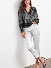 Silver Coated Straight Leg Jeans - Image 1 of 5