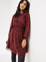 FatFace Red Eloise Speckle Frill Dress - Image 1 of 4
