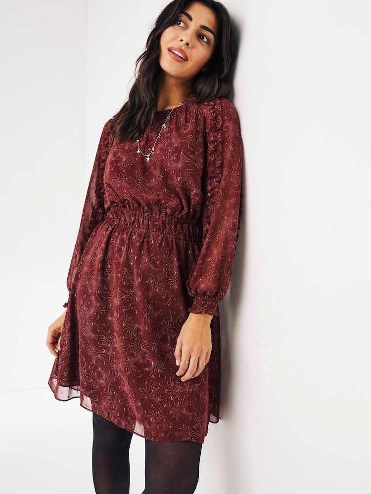 FatFace Red Eloise Speckle Frill Dress - Image 1 of 4