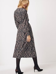 FatFace Black Farah Ikat Midi Wrap Dress - Image 2 of 4