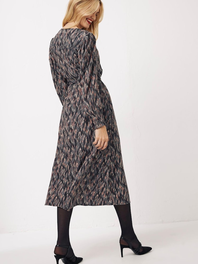 FatFace Black Farah Ikat Midi Wrap Dress - Image 2 of 4