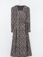 FatFace Black Farah Ikat Midi Wrap Dress - Image 4 of 4