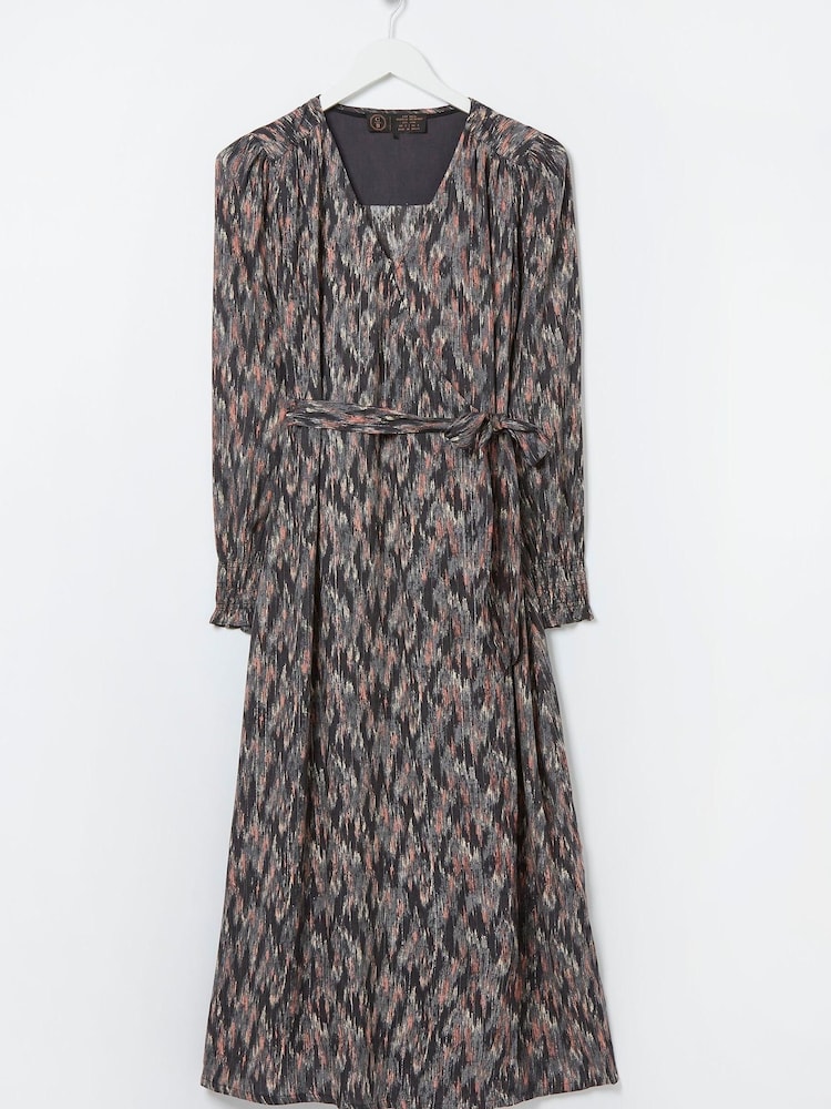 FatFace Black Farah Ikat Midi Wrap Dress - Image 4 of 4