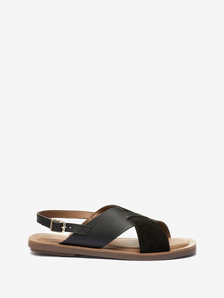 Black Regular/Wide Fit Forever Comfort® Crossover Leather Sandals - Image 3 of 7