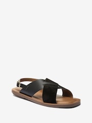 Черный - Кожаные сандалии с перекрещенными ремешками Forever Comfort® - Изображение 4 из 7