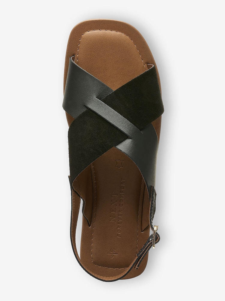 Black Regular/Wide Fit Forever Comfort® Crossover Leather Sandals - Image 5 of 7