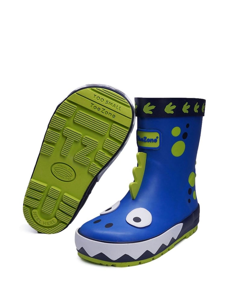 ToeZone Blue Dinosaur Wellies - Image 5 of 5