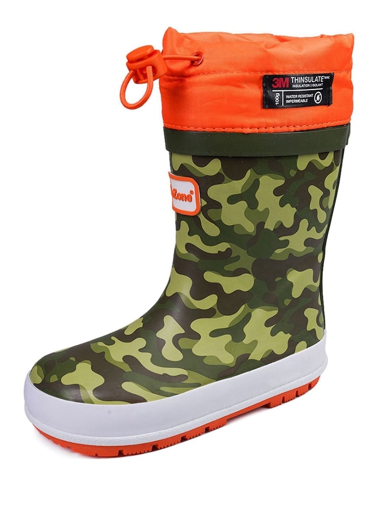 ToeZone Orange Tie Top Camo Wellies - Image 1 of 6