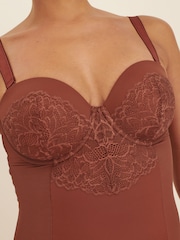 Chocolate Nude Firm Tummy Control Cupped Lace Body - Image 2 of 5