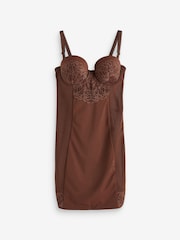 Chocolate Nude Firm Tummy Control Cupped Lace Slip - Image 1 of 6