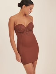 Chocolate Nude Firm Tummy Control Cupped Lace Slip - Image 6 of 6