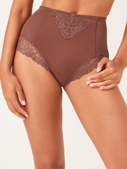 Chocolate Brown High Waist Brief Firm Tummy Control Shaping Briefs - Image 1 of 4