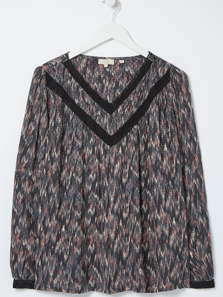 FatFace Black Mabel Craft Ikat Blouse - Image 4 of 4 FatFace Black Mabel Craft Ikat Blouse - Image 4 of 4