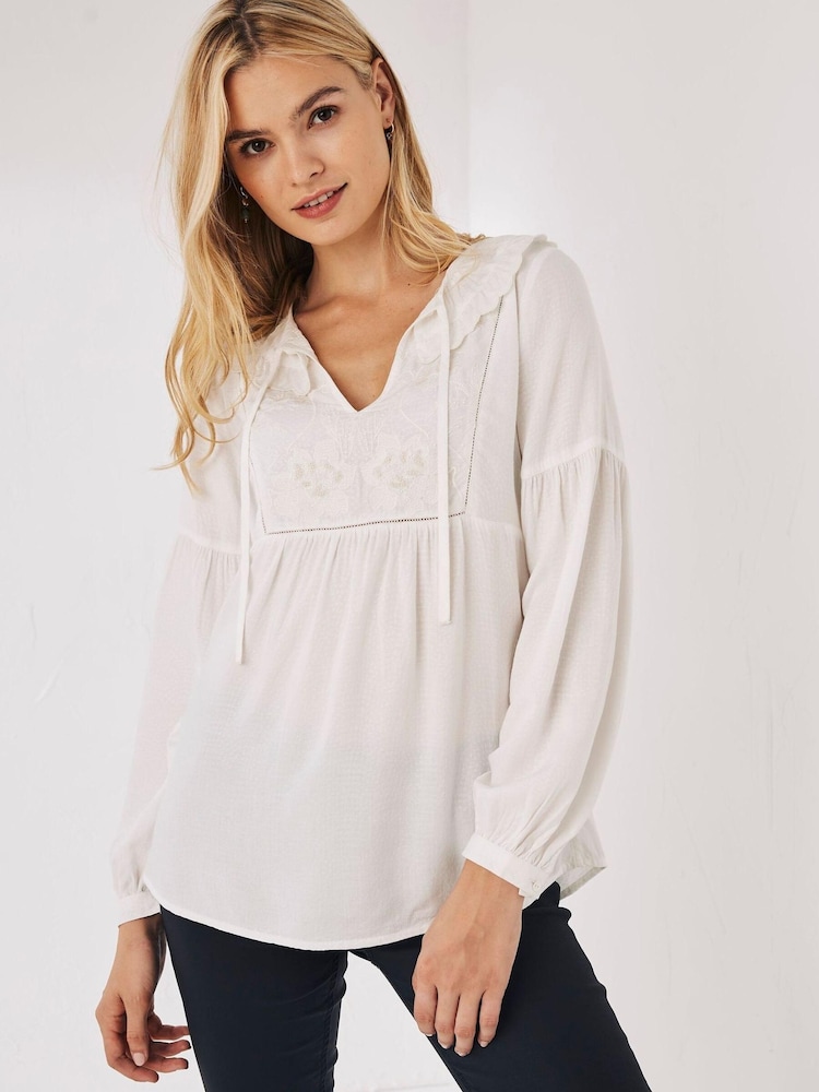 FatFace Natural Francesca Embroidered Blouse - Image 1 of 4 FatFace Natural Francesca Embroidered Blouse - Image 1 of 4